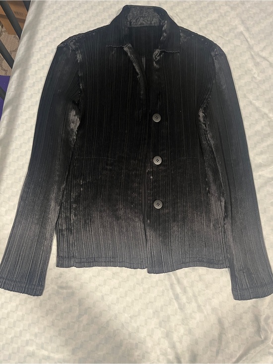 Issey Miyake Jackets & Blazers - Issey Miyake Black Pleated Button-Front Jacket